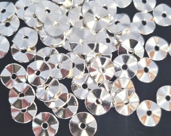 wavy discs metal beads 10-50 spacer 10 mm round color silver #S132