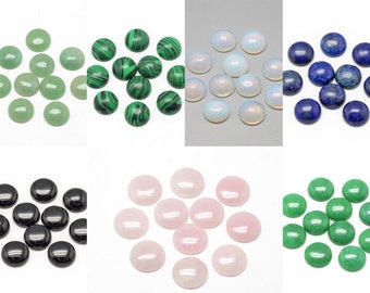 2 Cabochons 8mm Auswahl Mondstein Opalit Malachit synthetisch Achat schwarz Rosenquarz  rund flach