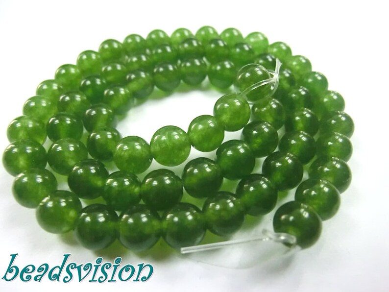 Jade boules vert mousse 6 mm 1 rang rond 2 image 1