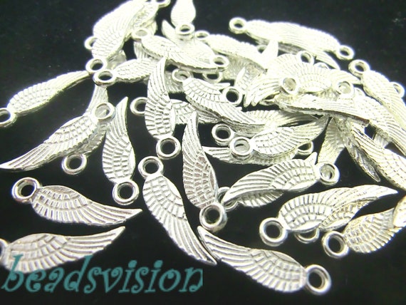 30 Engelsflügel Spacer Schmetterling Flügel Herz Farbe antiksilber Metall #S011