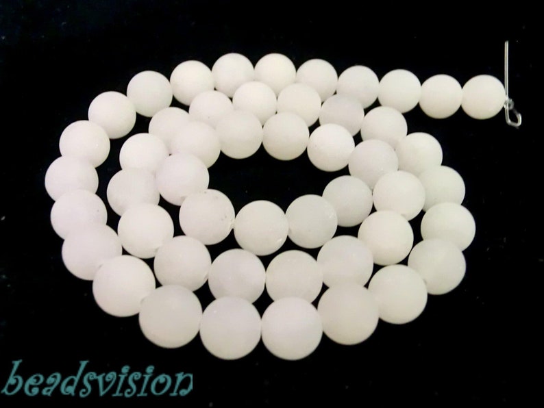 Jade 6/8 mm blanc mat perles 1 fil rondes 8mm