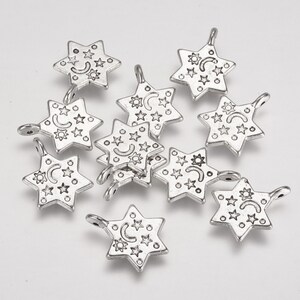 10-30 Pendant Star Charms Moon Color Antique Silver 19.5 mm Metal #S141