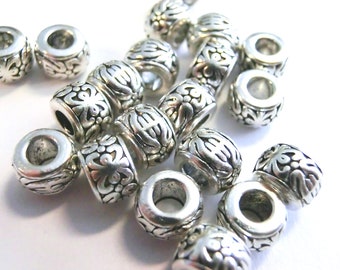 20 rondelles d’espacement 8 mm couleur argent antique grand trou perle module perle métal perle intermédiaire #S144