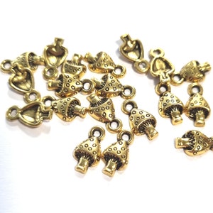 20 pendant charms mushrooms color gold 13 x 7 mm metal 631 image 1