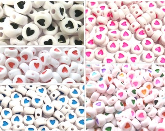 Heart beads colorful mix 7 mm round acrylic