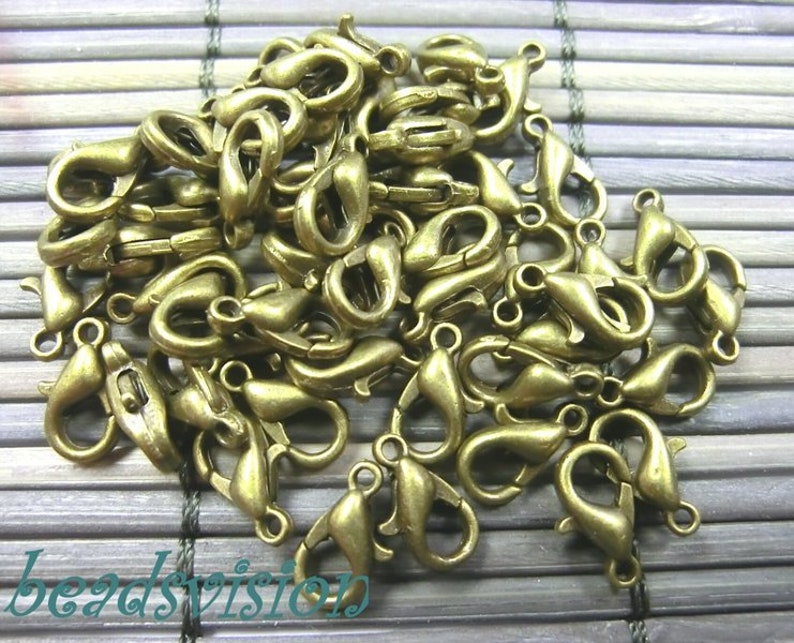 50 snap hooks 10 x 6 mm clasps chain clasp color bronze S231 image 1