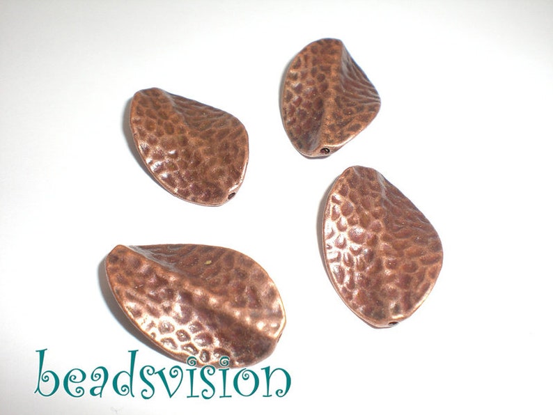 4 corrugated METAL BEADS spacer color copper metal S399 image 1