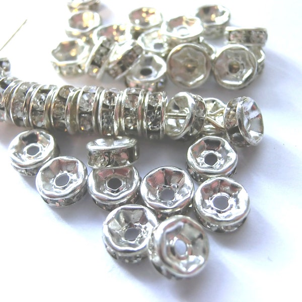 50 Strassrondelle Strass Rondelle Farbe silber 6mm #S012