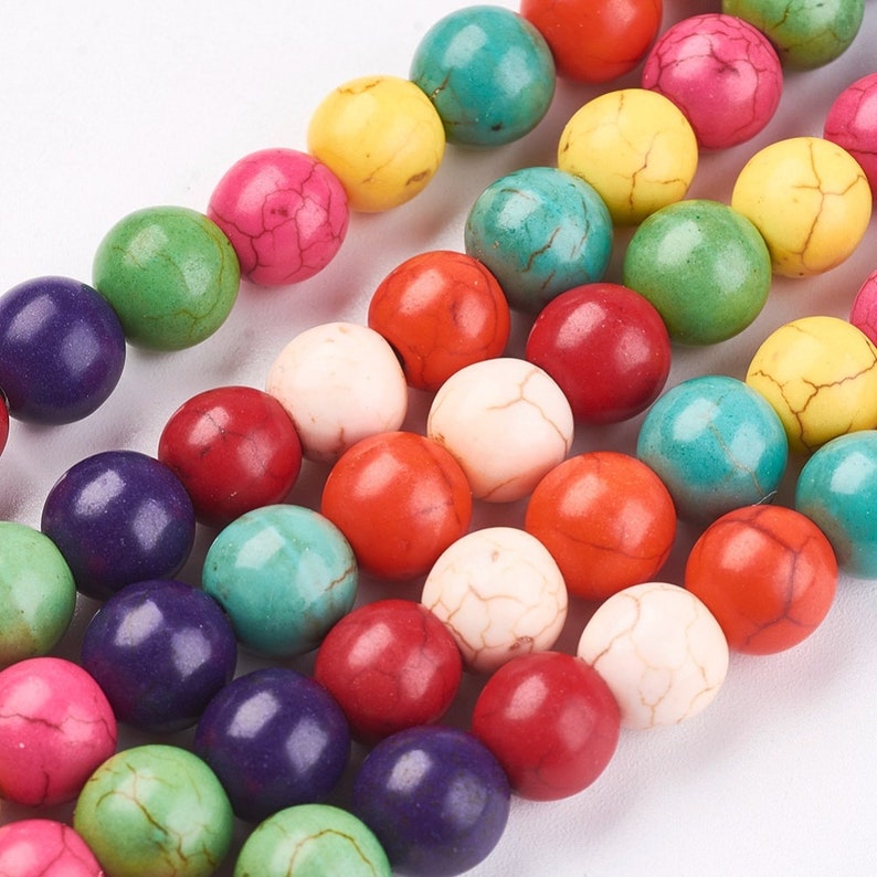 colorful beads 4/6/8 mm round stone mix colorful 1 strand image 3