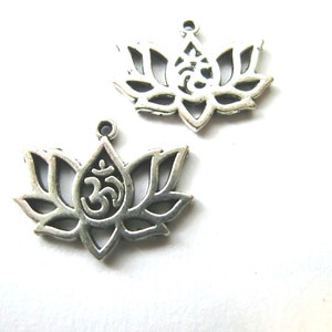 10 pendants lotus flower Ohm Lotus color antique silver S497 image 3