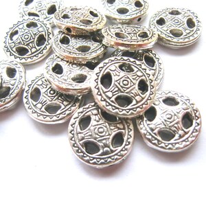 Metal beads spacer coin 14 mm color antique silver 10 / 40 pieces S167 image 2