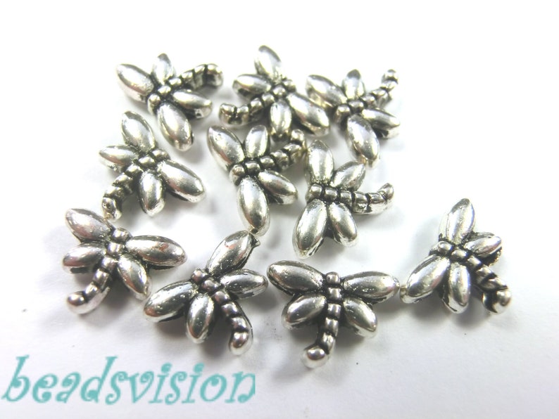 10 / 40 spacer metal beads dragonfly color antique silver metal spacers S641 image 1