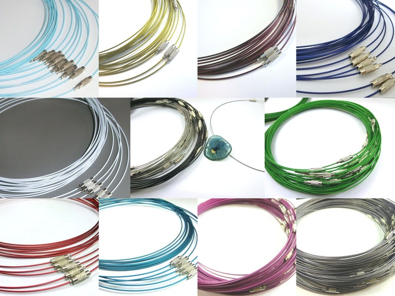 2-10 Halsreifen Farbwahl Edelstahl Halskette mit Drehverschluss Edelstahl Collier für Anhänger Halsring Bild 1