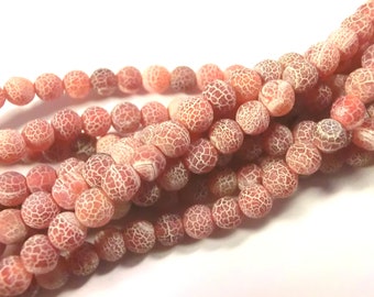 Agate 6 mm perles rouges mates perles bijoux rondes pierre gemme 1 rang