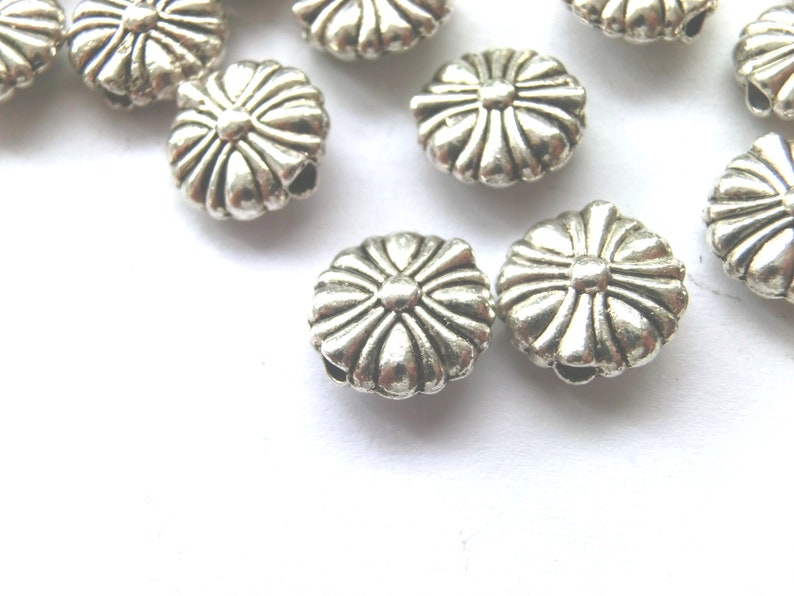 50 Spacer Flower Spacer Metal Color Antique Silver S109 image 2