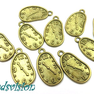 10 / 40 charms watch pendant 23 x 13 mm color bronze metal #S333