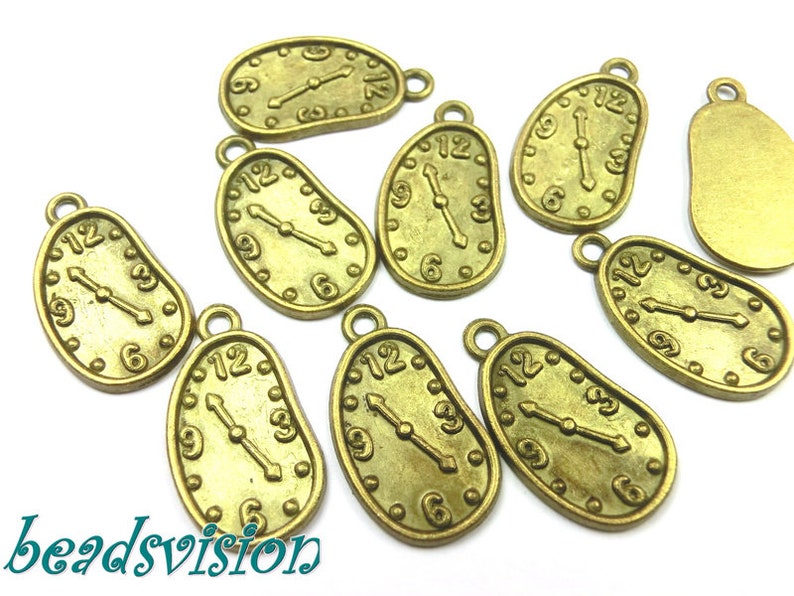 10 / 40 charms watch pendant 23 x 13 mm color bronze metal S333 image 1