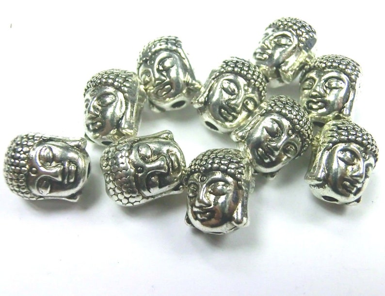 Buddha spacer charms color antique silver 11 mm S093 image 2