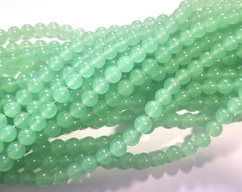 Perles rondes Jade boules vert clair 8 mm 1 fil #11