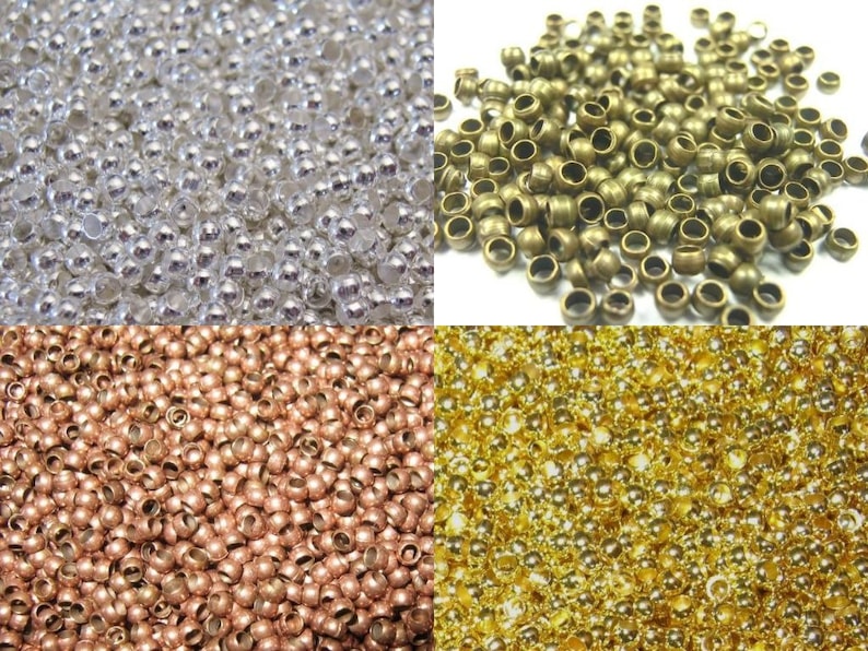 200 crimp beads crimp round 2 mm color choice silver bronze copper gold image 1