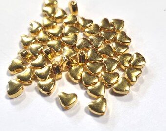 Spacer heart 50 metal beads color gold metal 6 x 5 mm #S672