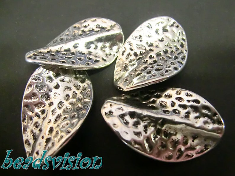 4 feuilles d'espacement METAL BEADS couleur argent antique ondulé S117 image 1