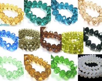 perles de verre à facettes 8 x 6 mm rondelles perles rondes choix de couleur de verre perles taillées en verre 1 brin