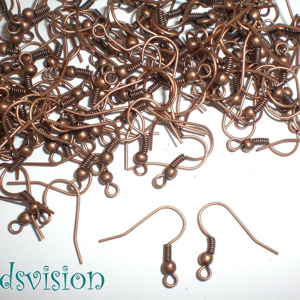 Oorhaakjes, vishaakjes, koperkleur, 50-500 stuks, 17 x 21 mm #S176