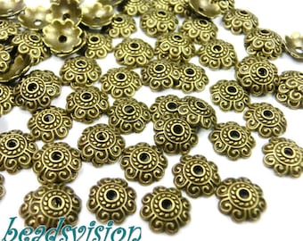 100 capuchons de perles couleur bronze 8 mm capuchons d'espacement embouts #S481