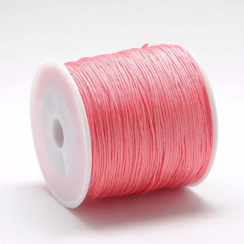 Makrameeband rund 0,8mm 10m Farbwahl 0,18 EUR/m aus Nylon rosa #21
