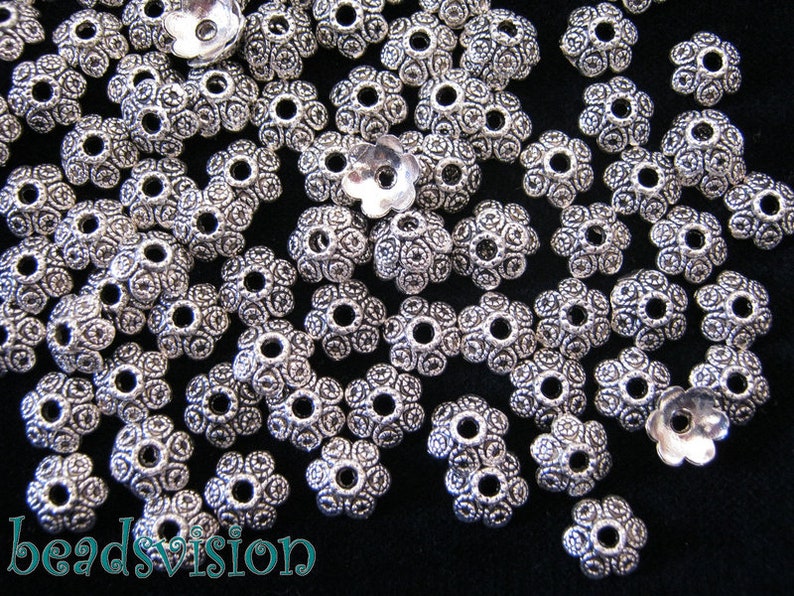 30 BEAD CAPS couleur argent antique 10 x 3 mm pour embouts de perles de 12 mm S088 image 2