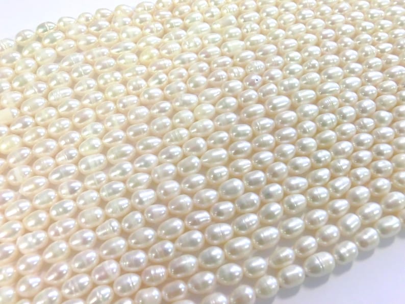 10 30 Süßwasser Perlen creme weiß 5-7,5mm Perlen Zuchtperlen oval barock 3 k Bild 3