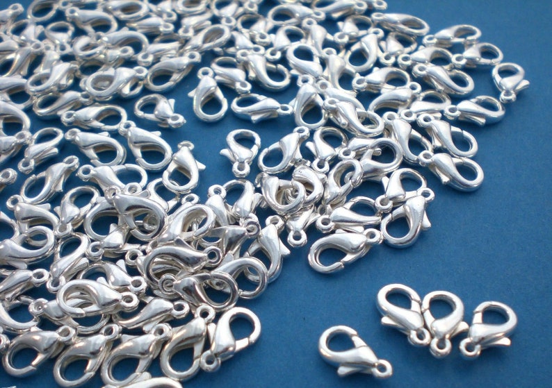 Carabiner 12 mm clasps 10-250 pieces color silver S051 image 3