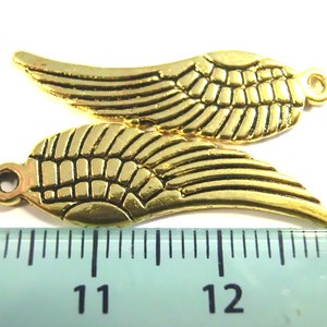 15 angel wings WING Charms 30 x 10 mm color choice antique silver gold lucky charm metal metal pendant image 3