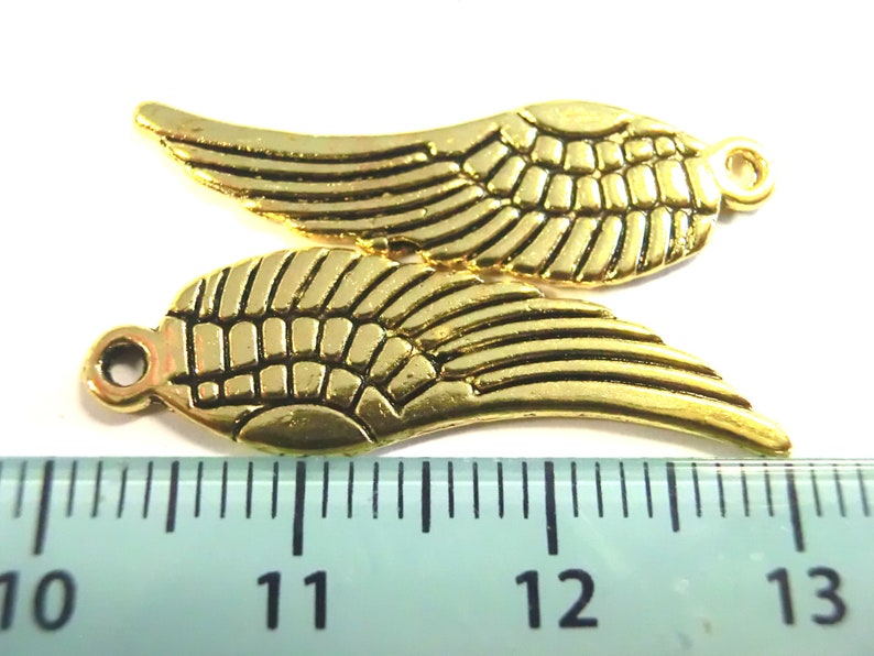 15 alas de ángel WING Charms 30 x 10 mm elección de color plata antigua oro amuleto de la suerte metal colgante de metal imagen 3