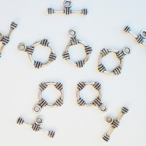 5 toggle clasps, T-clasps color antique silver S018 image 2
