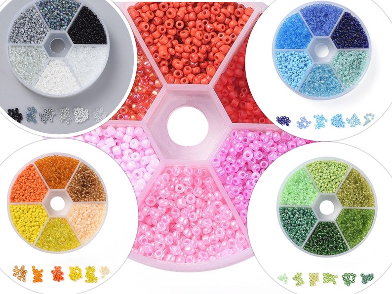 Rocailles 2mm 3mm Perlen Box Mix bunt Glass Seed Beads rund Bild 1