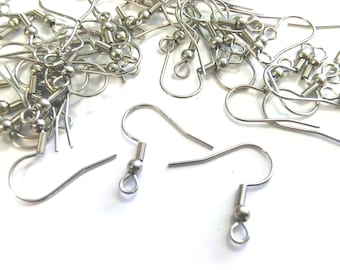 Earrings surgical stainless steel silver 10-50 pieces #S083