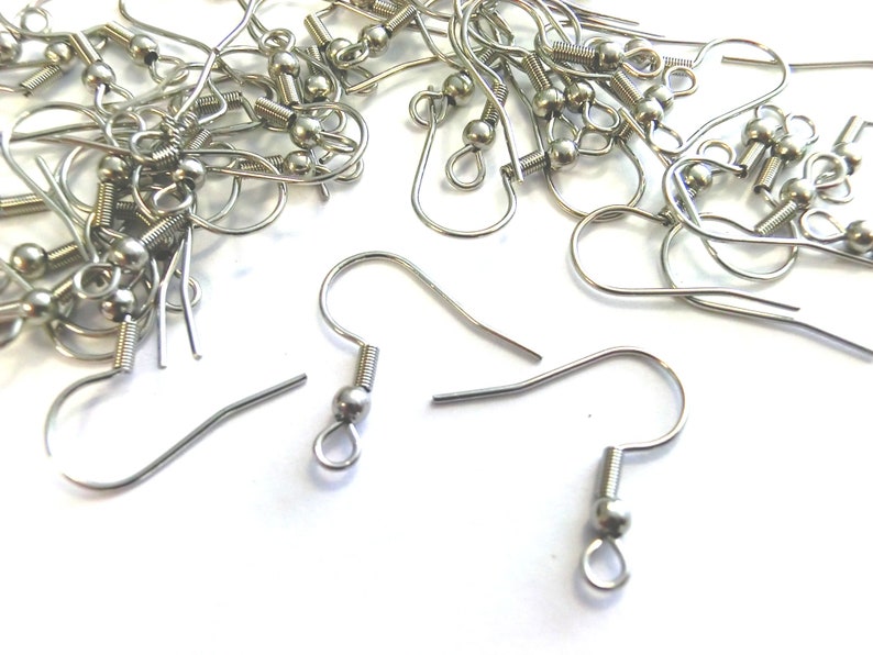 Earrings surgical stainless steel silver 10-50 pieces S083 image 1