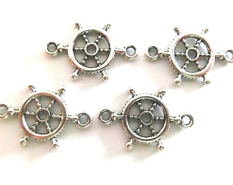 20 connecteurs pour la production de bijoux volant gouvernail couleur argent antique pour rubans #S064