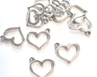 20 pendants heart color antique silver #S129