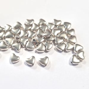 Herzperlen 50 Metallperlen Herz Farbe silber Metall 6x5mm #S111