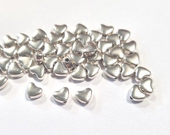 Spacer heart 50 metal beads color silver metal 6 x 5 mm #S111