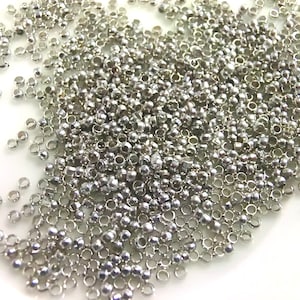 1000 Crimp Beads 2mm Color Silver Dark Metal Crimp Jewelry Findings S650 image 1