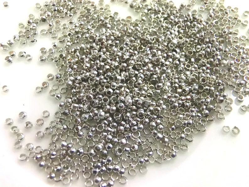 1000 Crimp Beads 2mm Color Silver Dark Metal Crimp Jewelry Findings S650 image 1