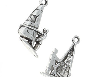 10 Surfer Pendant Charms Color antique silver 22 x 12 mm Metal #S636