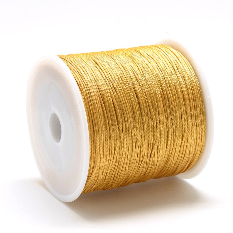 Makrameeband rund 0,8mm 10m Farbwahl 0,18 EUR/m aus Nylon goldgelb #16