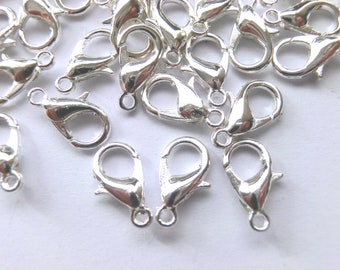 10-250 carabiners 12 mm closures chain closure jewelry make color silver #S051