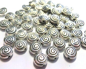 Spacer 8 x 4 mm snails 50 pieces color antique silver #S070