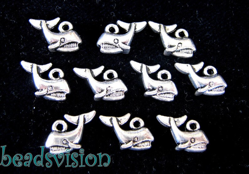 10 pendant charms whale color antique silver 15 x 10 mm S214 image 1